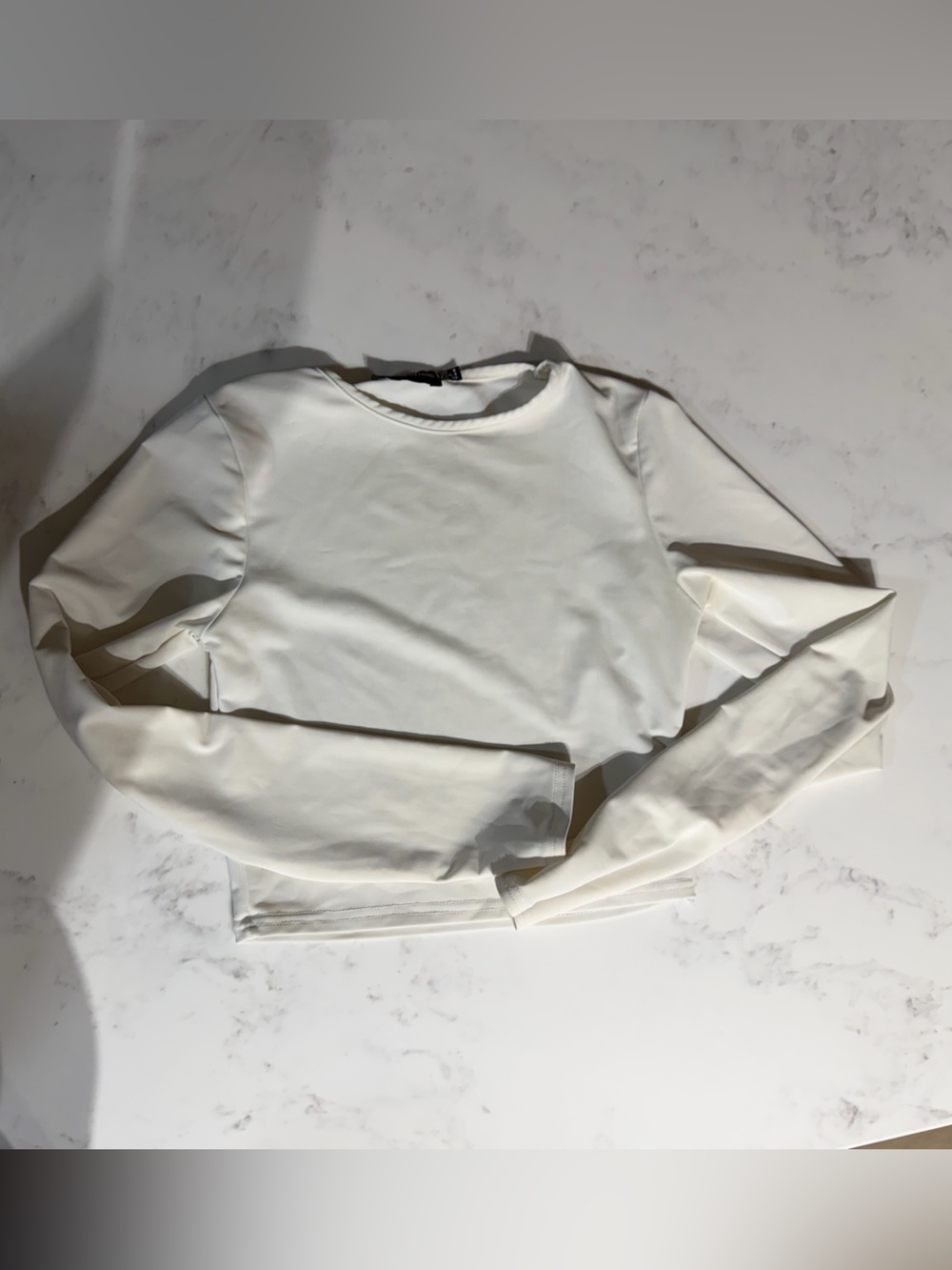 PrettyLittleThing Cream Long Sleeve Crew Neck Top